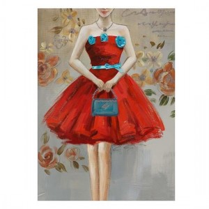Inart Πίνακας καμβάς κόκκινο φόρεμα 3-90-006-0058