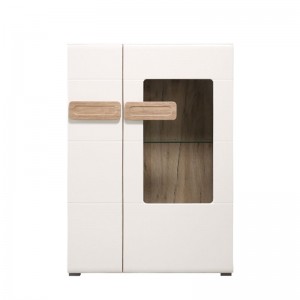 Βιτρίνα Bert 2Κ VS1 grey oak/λευκή λάκκα 90x35x127 11005760