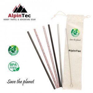 AlpinTec Οικολογικά Καλαμάκια μεταλλικά Ίσια 6mm S-01
