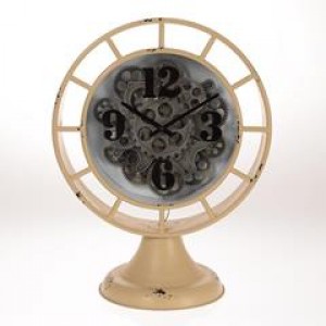 Inart Ρολόι επιτραπέζιο μεταλλικό μπεζ 3-20-235-0001
