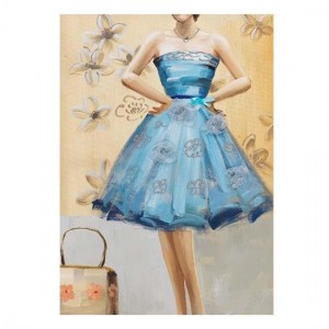 Inart Πίνακας καμβάς γαλάζιο φόρεμα 3-90-006-0057