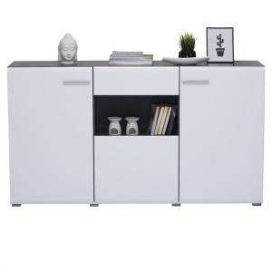 Κομότα Enzo 3K1F Λευκό-Black Grey Wood-Λευκή Λάκκα 173*41,5*96,5 11006592