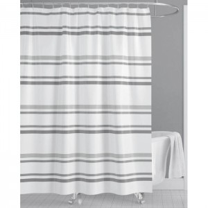 Ankor Κουρτίνα μπάνιου Ρίγες λευκό-γκρι 180x220εκ 823833